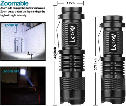 LETMY Tactical Flashlight, Super Bright LED Mini Flashlights with Belt Clip, Zoomable, 3 Modes, Waterproof - Best EDC Flashlight for Gift, Hiking, Camping, Hurricane & Power Outage (2 Pack)