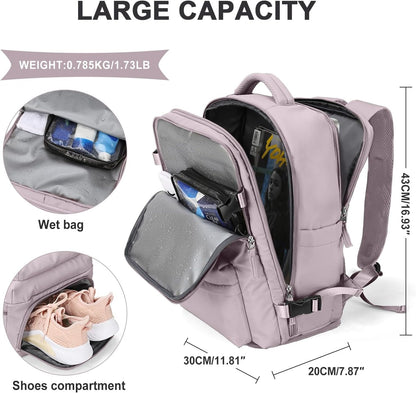 Cabin Bags for Travel, Underseat Carry-ons Bag for Women, Hand Luggage Bag Men Travel Backpack Cabin Size Fit 14 inch Laptop backpack Lightweight Version Lotus Root Pink