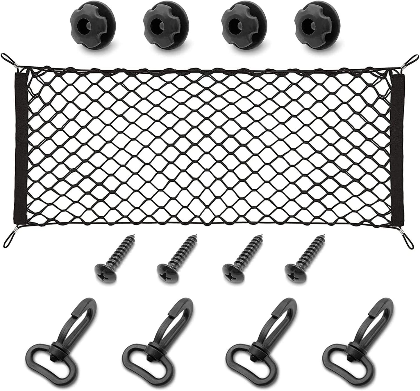 Car Rear Cargo Net, Heavy Duty Cargo Net Stretchable, Adjustable Elastic Storage Organizer Net, Trunk Cargo Storage Net with Hooks, Universal Fit for Car, Vehicle, SUV (35.4"x15.8")