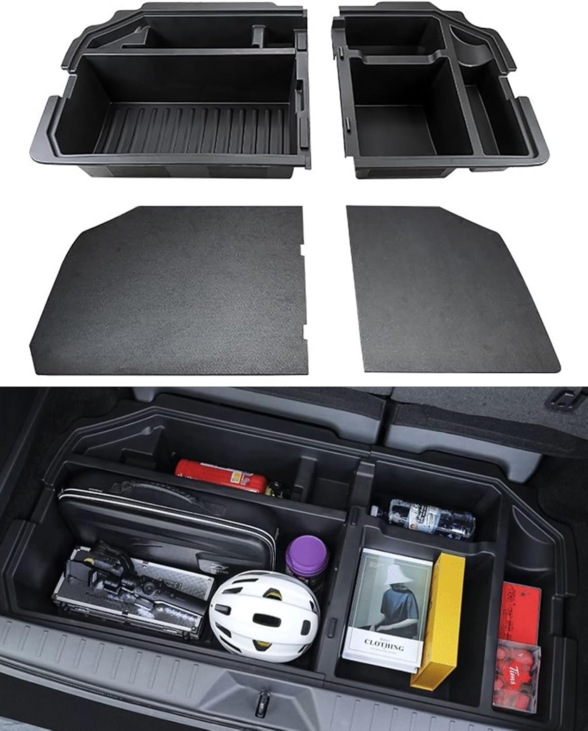QXZcar For 2021-2025 Toyota Sienna Trunk Organizer, MPV Insert Cargo Rear Hatch Storage Box, Extra Space fits Sienna Under Cargo Floor Storage Bins Accessories