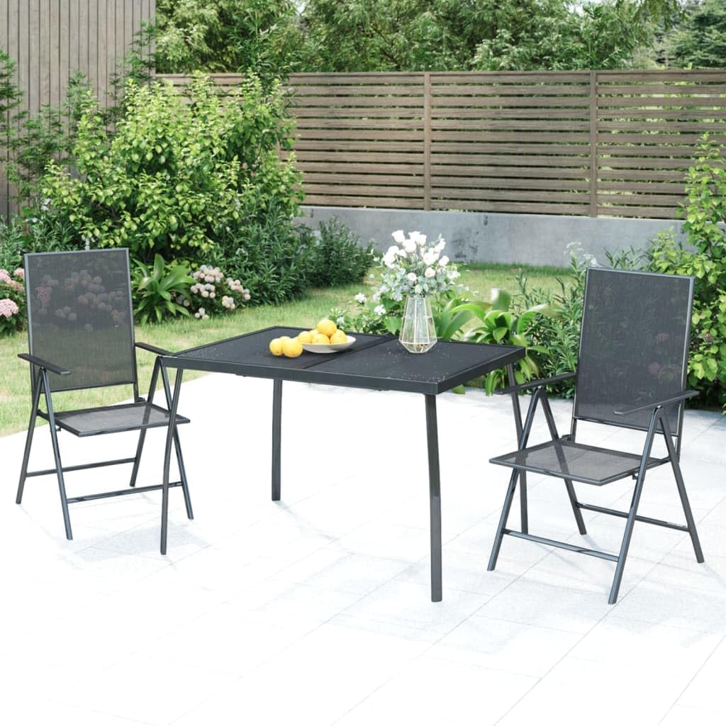 'vidaXL Modern Steel Mesh Garden Table in Anthracite - Outdoor Patio Dining Table with Multi-Functional Tabletop and Elegant Legs - 110x80x72 cm
