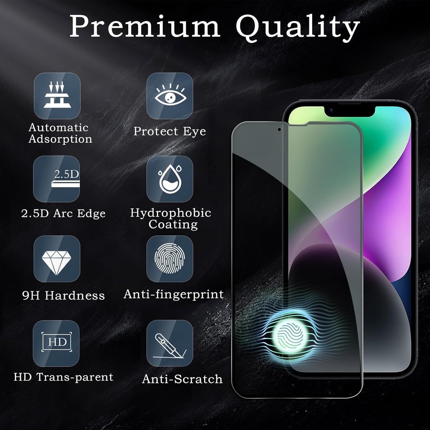 [2+2 Pack] Privacy Screen Protector for Apple iPhone 14, Anti-Spy Shatterproof Tempered Glass with Camera Lens Tempered Glass 9H Hardness Bubble Free Anti-Glare Case Friendly