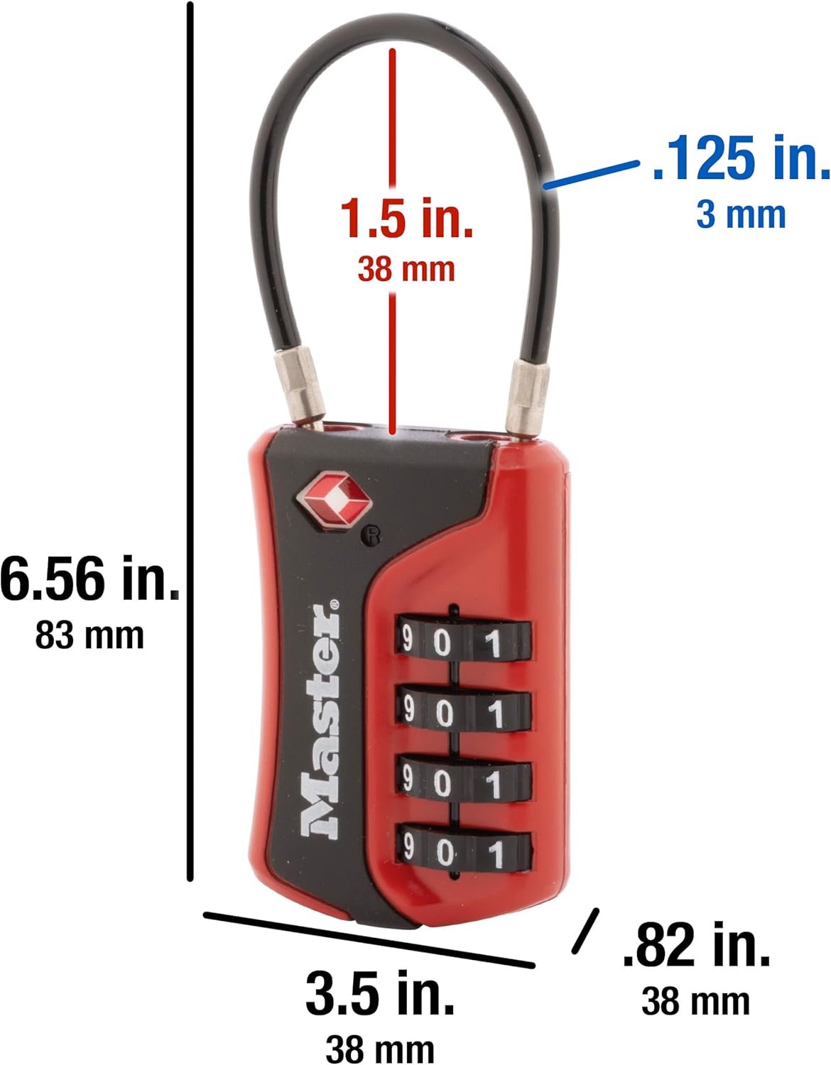 Master Lock 4697D Set Your Own Combination TSA Approved Luggage Lock, 1 Pack, Colors May Vary