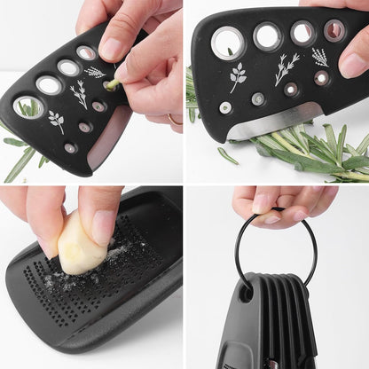 6in1 Gadget da Cucina Portatile, Set di Gadget da Cucina in Acciaio Inox Grattugia per Formaggio Sbucciatore di Erbe Apribottiglie Sbucciatore di Frutta, Forniture da Cucina per Camper e Campeggio