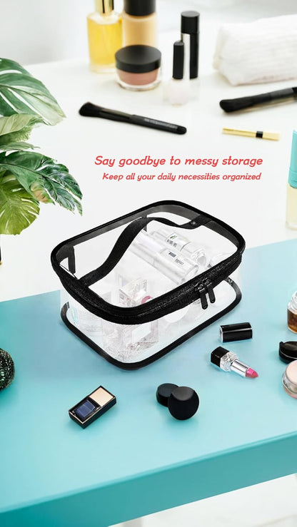 Honwor Travel Essential: 2-Pack Clear Waterproof Toiletry Bags with Handle & Zipper - Stay Organized & Stylish On-The-Go
