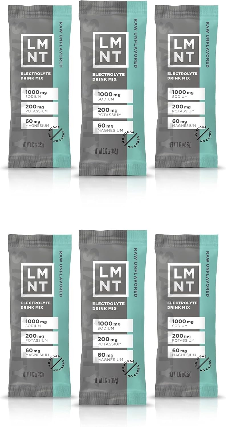 LMNT Zero Sugar Electrolytes - Raw Unflavored Salt | Drink Mix | 30-Count, Pack of 2 (60 Sticks)