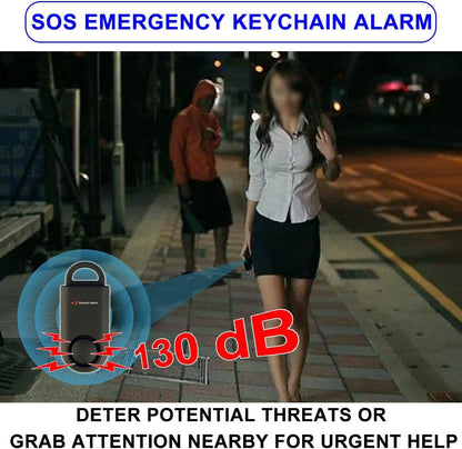 2 Pack 130db Personal Safety Alarm for Women. User-Replaceable Battery Loud Sound Keychain Alerts with Carabiner. Emergency SOS Self-Defense Siren for Girls, School Kids, Night Runner, Hiking. Black