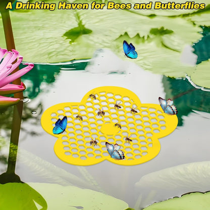 4Pcs Floating Bee Feeder 8.66in Flower Watering Station, Butterfly Waterer EVA Material for Outdoor Garden Bee Feeding Décor Thirsty Pollinators Flower Shape