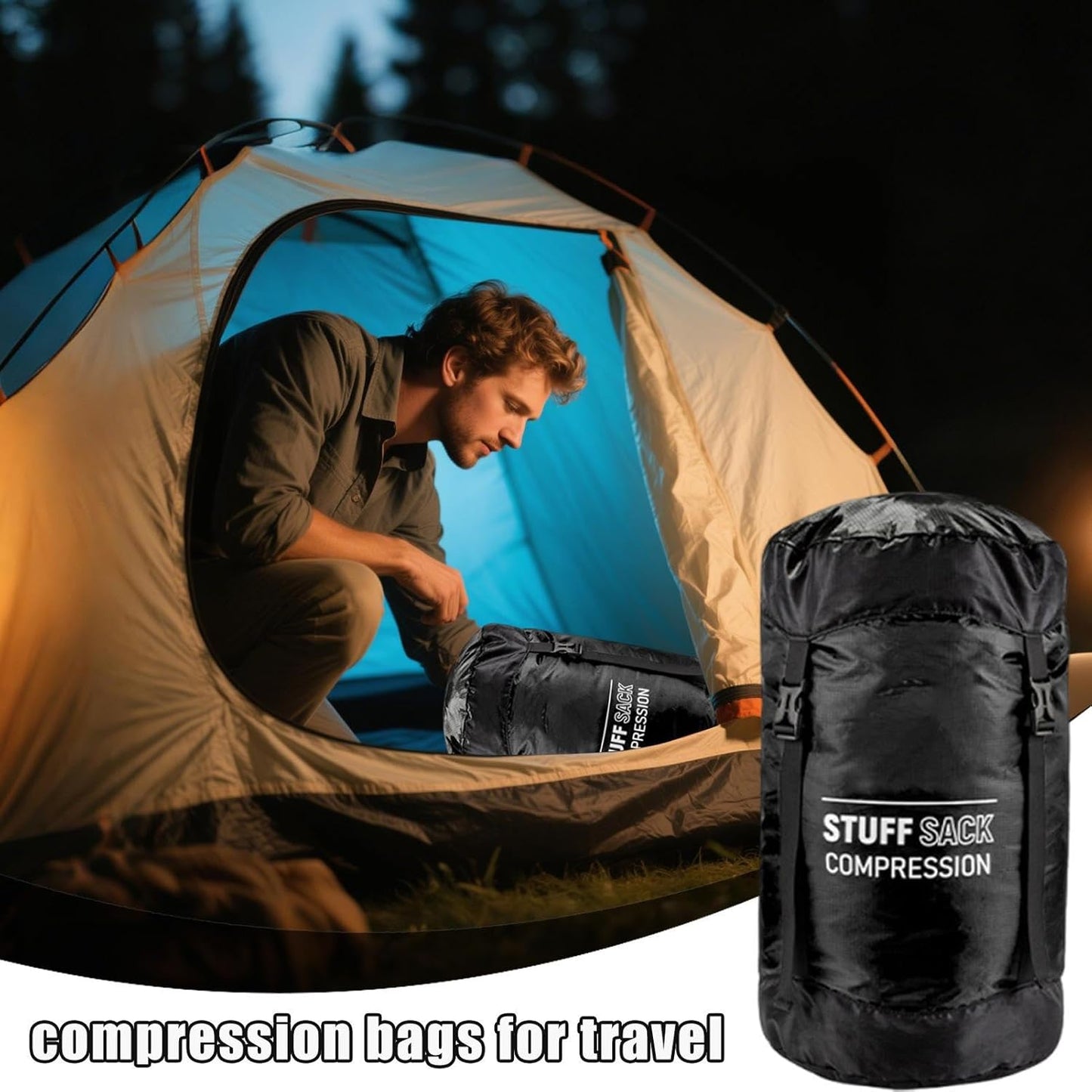 Backpacking Compression Bag | Waterproof Stuff Sacks for Backpacking,Lightweight Outdoor Gear, Quick-Dry Storage Pack for Travel