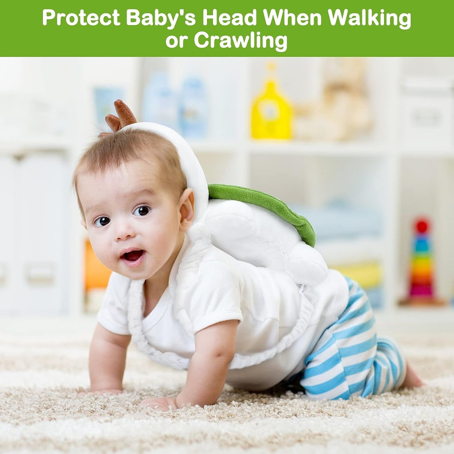 Mounting UP Baby Toddler Head Protector Backpack Head Safety Pad Adjustable Backpack Baby Head Protection Wear for Infant Toddler & Walker Walking & Crawling Cute Tortoise CA