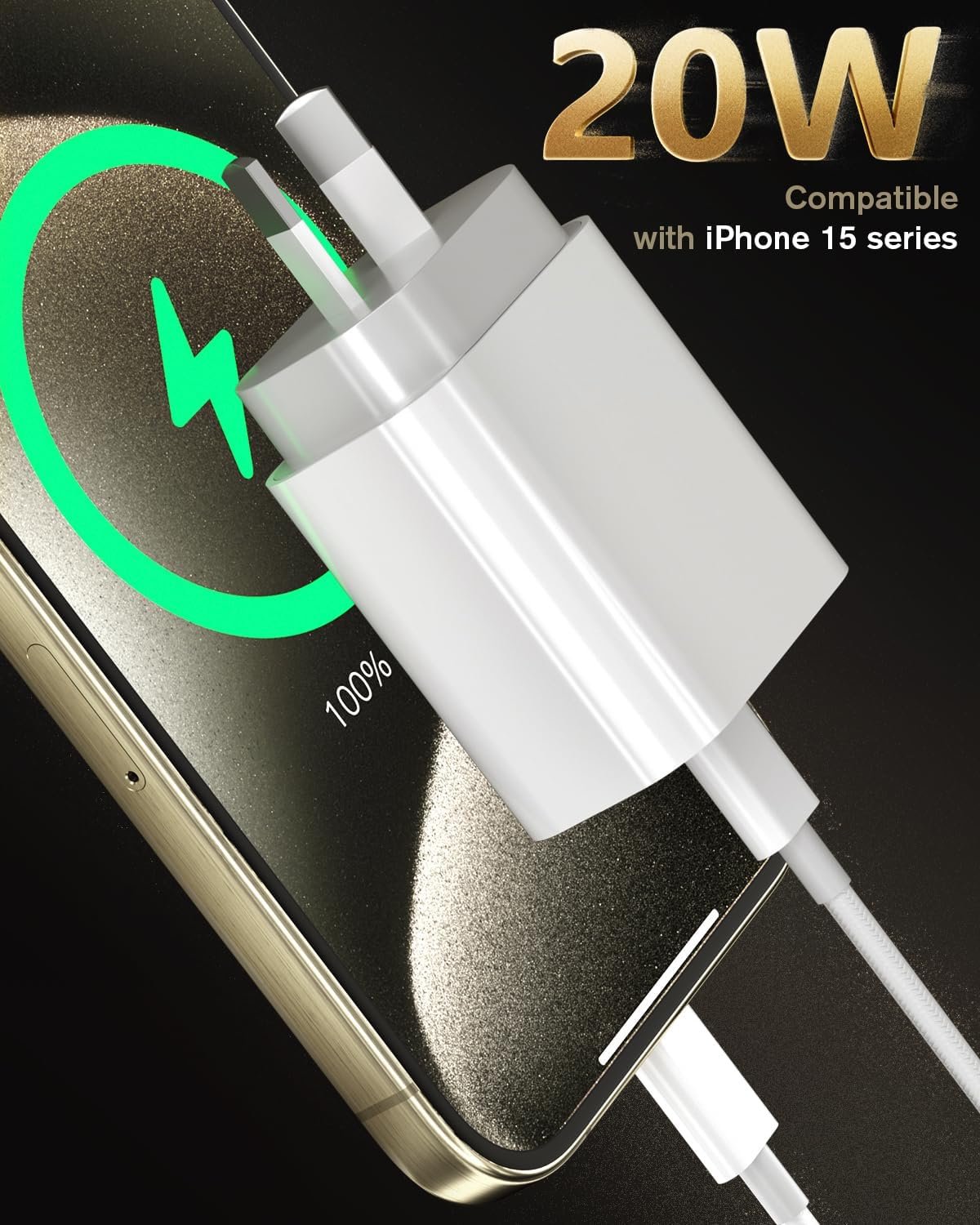 HEYMIX iPhone 15 Fast Charger, 2-PC 20W USB C Adapter with USB-C to USBC Cable, MFI iPhone USB C Charger with Cord, iPhone 15 Pro Adapter with Cable Compatible with iPhone 15 Pro Max, iPad, Airpords