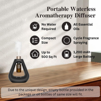 Waterless Essential Oil Diffuser, Aromatherapy Waterless Diffuser for Home Bedroom Office Bathroom Scent Diffuser, Modern Design Small Diffuser Battery Operated with 9 Mist Settings