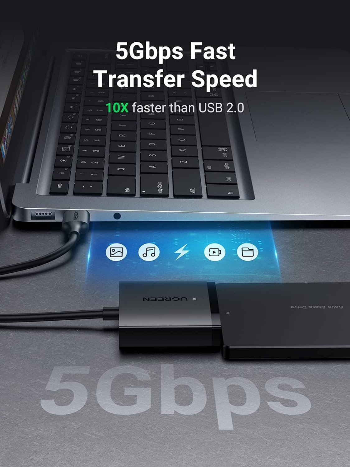 UGREEN SATA III to USB 3.0 Adapter Cable with UASP Converter for 2.5" 3.5” Hard Drives Disk HDD and Solid State SSD