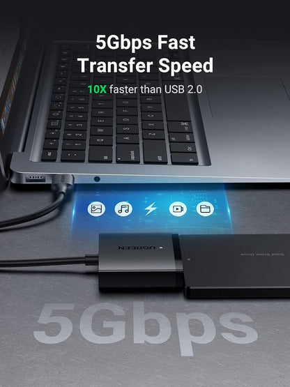 UGREEN SATA III to USB 3.0 Adapter Cable with UASP Converter for 2.5" 3.5” Hard Drives Disk HDD and Solid State SSD