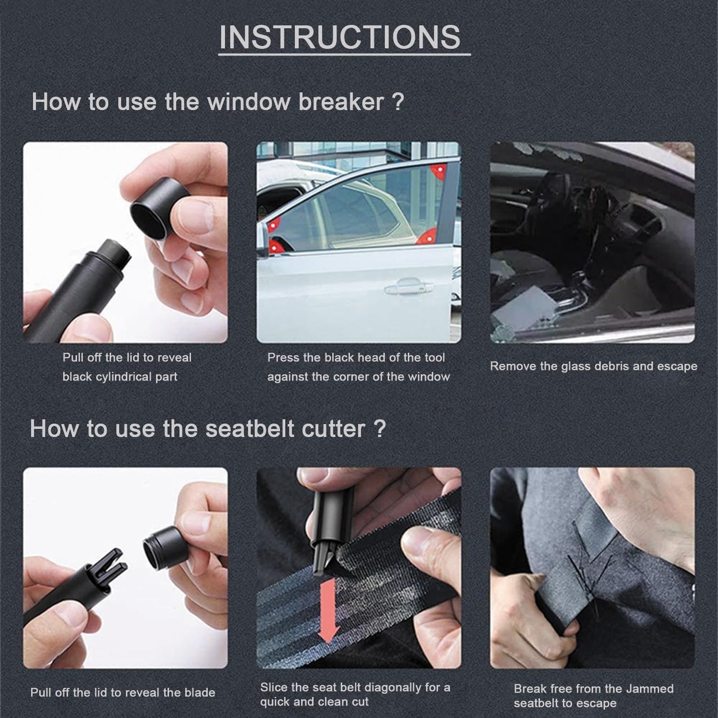 ACEBON Car Safety Hammer Window Glass Breaker and Seatbelt Release Tool Emergency Escape Tool 2022 (Red)