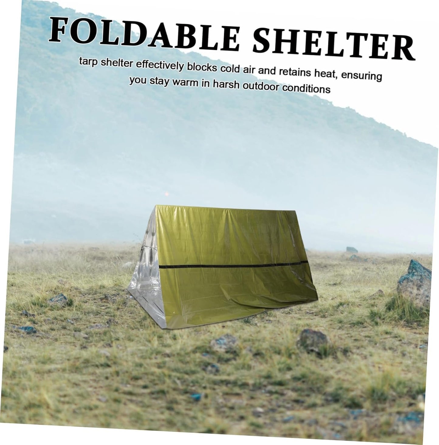 BRIGHTFUFU Foldable Windproof Tent Camping Blanket Emergency Survival Bag Warm Shelter Insulation