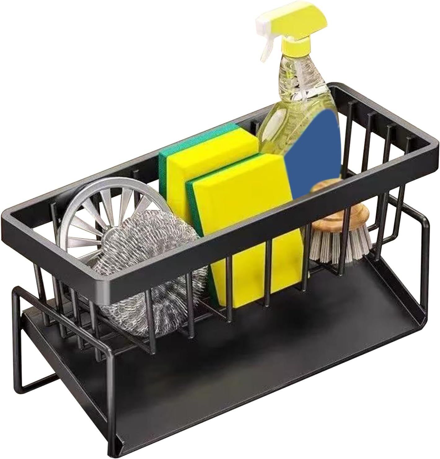 Sink Storage, Sponge Holder, Rust Resistant Easy Installation Modern Aesthetic Durable Vertical, Kitchen Storage for Towel, Soap, Scrubbers, Brushes, 9.06x3.54x4.33inches