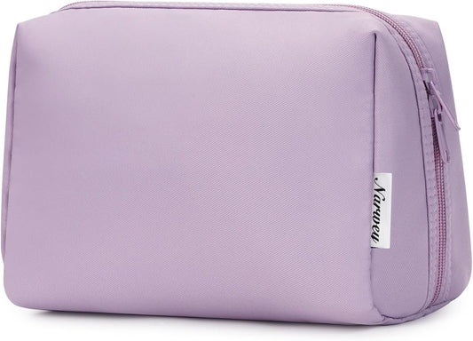 Narwey Cute Makeup Bag Travel Cosmetic Bag Organizer Toiletry Bag Make Up Bags with Compartments for Women Girls (Large, Purple)