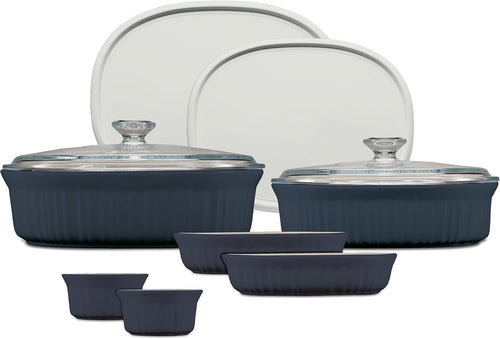 Corningware French White Bakeware 10-Piece Set, French Navy