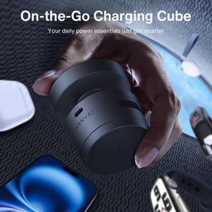 iVANKY for iPhone 16 Pro Max 4 in 1 Wireless Charging Station Cube with Night-Lamp for MagSafe Magnetic Charger, 22.5 W Travel Stand, 3 in 1 Fast Charge for Apple iWatch Ultra, Airpods（Midnight Blue）