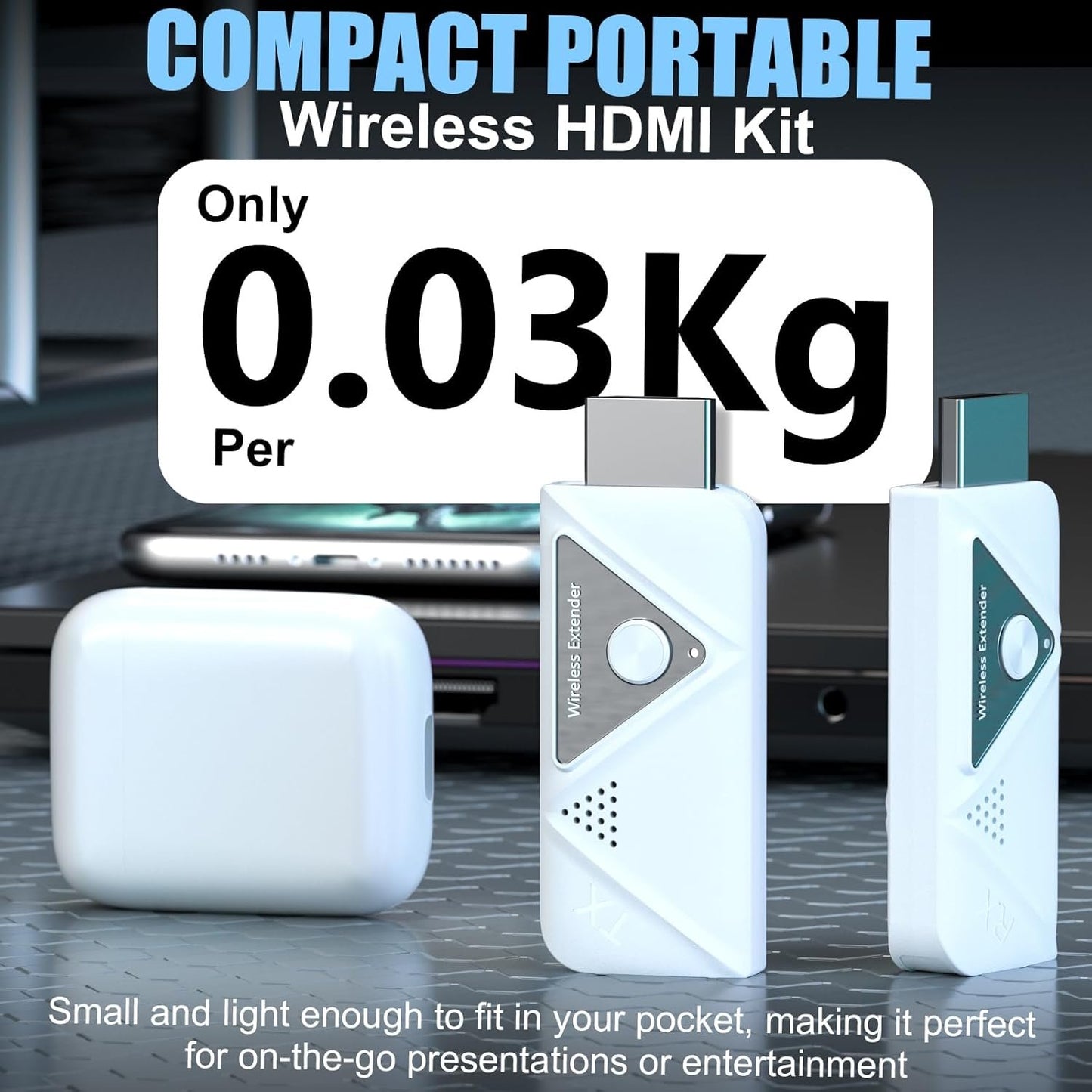 Wireless HDMI Transmitter and Receiver, 4K Decode Plug and Play 1080P Portable Wireless HDMI Extender Set, Support 2.4G/5GHz, for Streaming Video and Audio to Monitor from Laptop/PC/Projector/TV Box