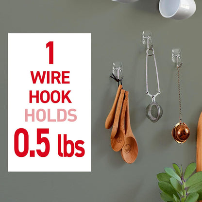 Command Small Clear Wire Toggle Hooks, 40 Hooks and 48 Command Strips, Damage Free Hanging Wall Hooks with Adhesive Strips, Adhesive Hooks for Hanging, Organization and Storage, Holds up to 0.5 lb