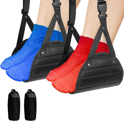 2 Pack Airplane Foot Hammock for Travel, Plane Flight Essentials, Comfy Foot Rest Hanger for Long Trips, Air Travel Footrest, Desk Foot Hammock