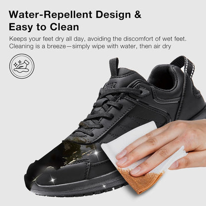 SPIEZ Womens Non Slip Shoes - SRC Certification Food Service Shoes Oilproof with Arch Support Black US6-10