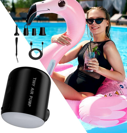 Electric Pump Inflatables, Swimming Pool Inflator, 2.76in Rechargeable Air Pump, 2200mah Capacity, Lightweight Design for Outdoor Gear, Home Travel, Camping, Picnics