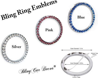 Bling Car Decor SD-1003 Crystal Rhinestone Car Bling Sticker Ring Emblem, Auto Start Engine Ignition Key & Button Bling, by (Silver) by