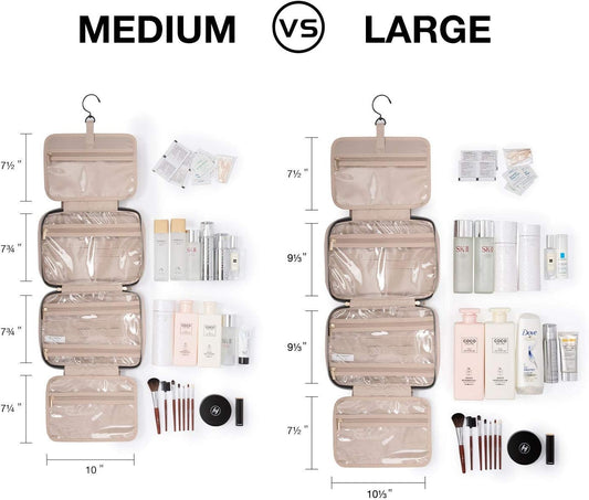 BAGSMART Toiletry Bag Travel Bag with Hanging Hook, Water-Resistant Makeup Cosmetic Bag Travel Organizer for Accessories, Shampoo, Full Sized Container, Toiletries, Black Medium