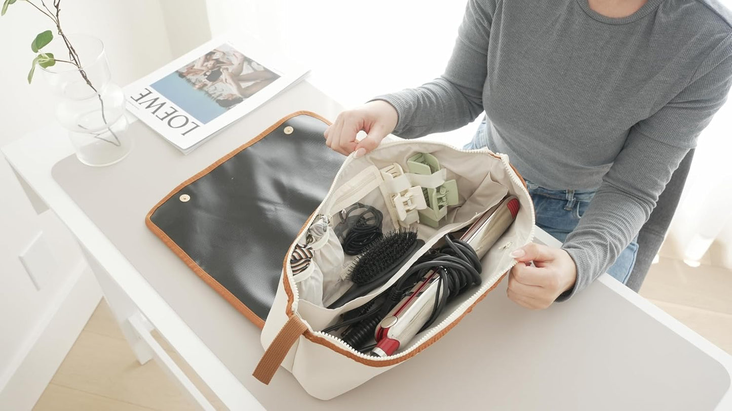 Hair Tools Travel Bag with Heat Resistant Mat, Large Hot Tool Organizer Bag, Curling Iron/Flat Iron Travel Case, Carrying Case for Hair Styling Tools, Travel Must Haves, Travel Essentials for Women