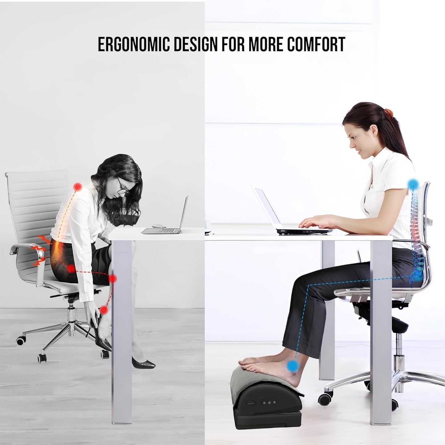 Snailax Foot Rest Under Desk, Foot Warmer with Washable Cover, 2 Adjustable Heights, Desk Footrest with Vibration Massage - Office & Gaming Footrest, Iedal ValentinesGifts for men women