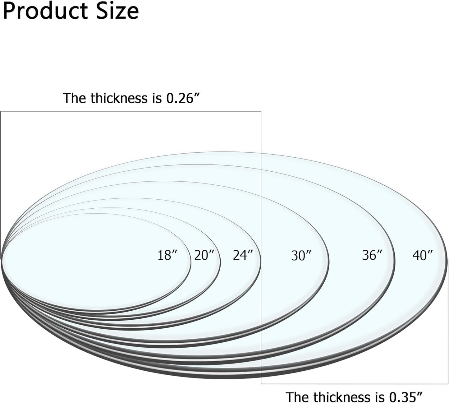 40" Round Tempered Glass Table Top, Transparent Table Surface 1/4'' Thick Pencil Polished Edge Multipurpose for Dining Table, Home Office Glass Countertop.