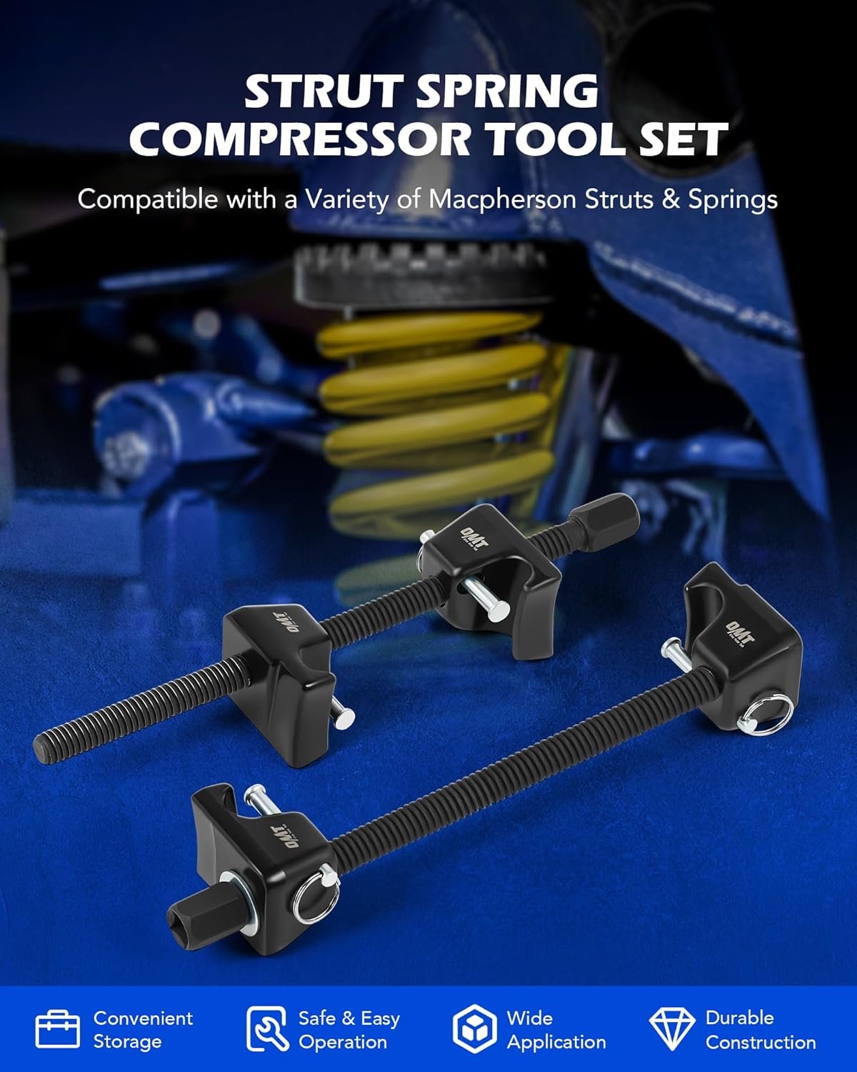 Orion Motor Tech 2pc Macpherson Strut Spring Compressor Tool Set with 26.7 cm Range, Heavy Duty Coil Spring Compressor Tools with 1/2" Square Drive, 13/16" Hex Strut Compressors for Car Truck, Black