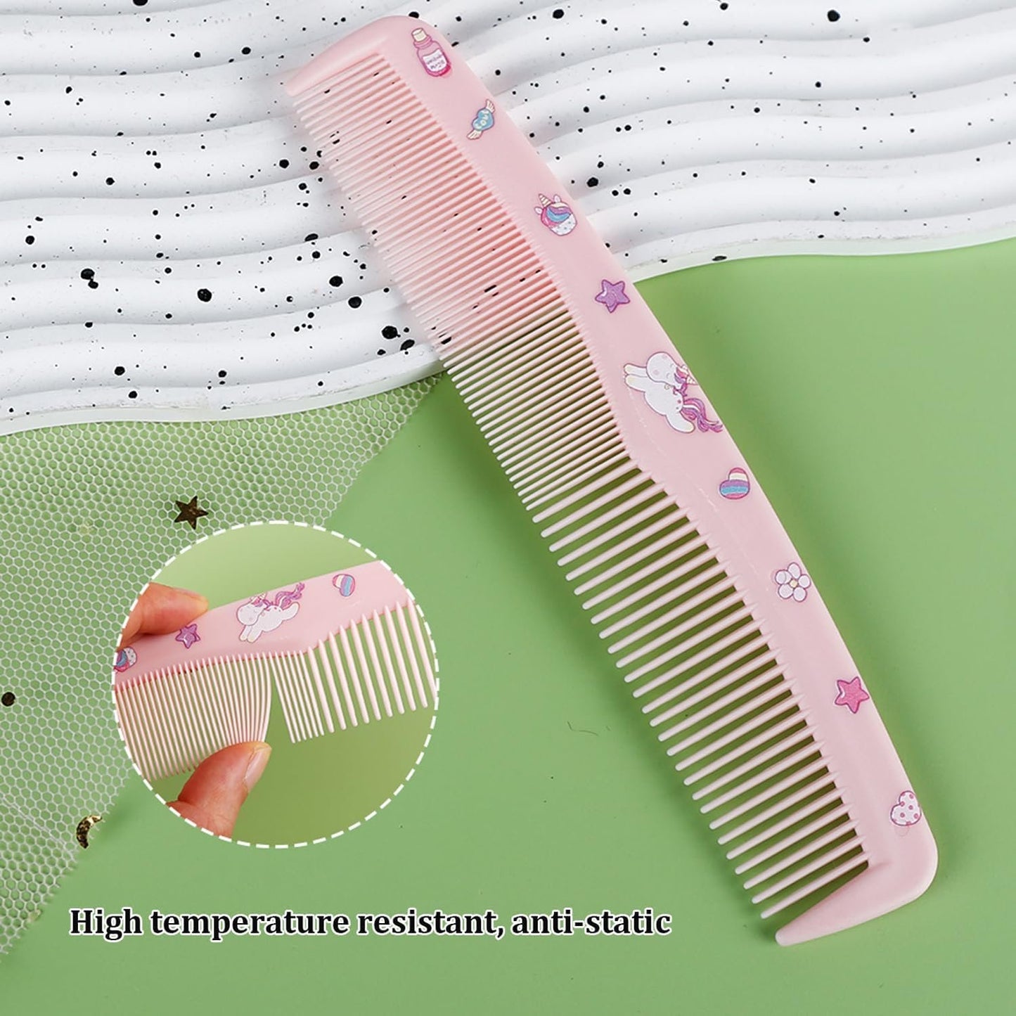 Shoyisenka 3 Pcs Cute Pink Unicorn Comb & Brush Set for Girls, Toddlers & Kids, Gentle Hairstyling Accessories for Straight, Curly & Thick Hair, All Purpose Hair Care Gift Set