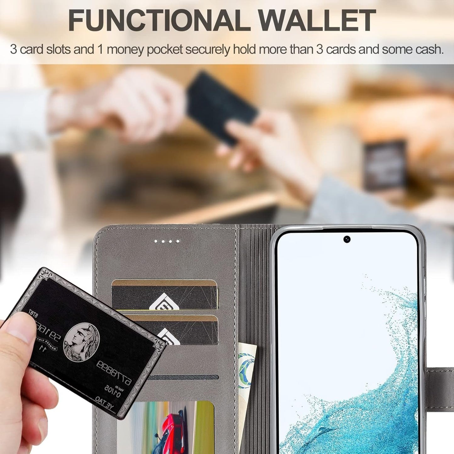 WAURZ Cover for Samsung Galaxy A54 5G, Case Cover Leather Book Wallet with Magnetic Card Holder Stand Protection Flip PU Leather Shockproof Case Cover for Samsung Galaxy A54 5G, Grey
