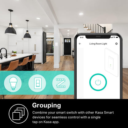 Kasa Smart Dimmer Switch HS220-LA, Light Almond, Single Pole, Needs Neutral Wire, 2.4GHz Wi-Fi Light Switch Compatible with Alexa and Google Home, UL Certified, No Hub Required