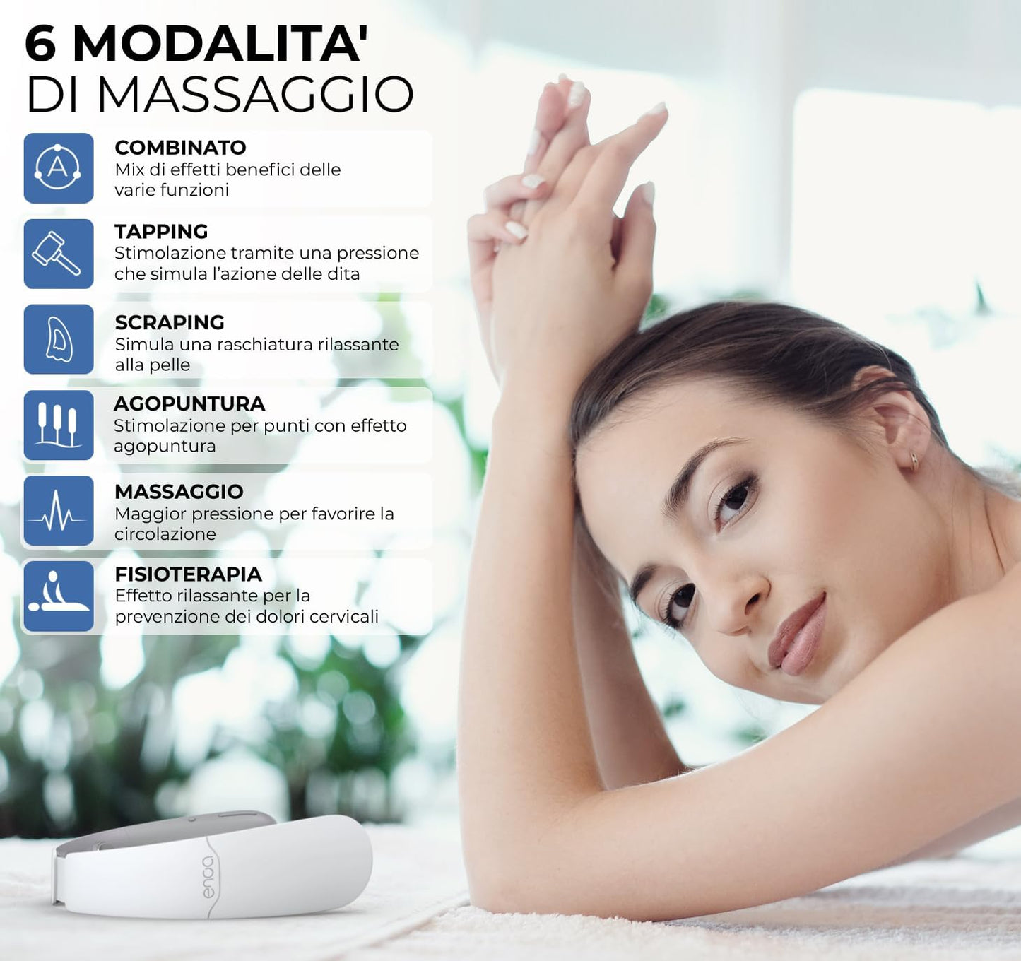 ENOA M5 Intelligent Neck Massager with EMS/TENS, 6 Modes, 18 Levels, Heat 42°C, App and Remote Control, Rechargeable - Relief for Neck Pain and Fatigue