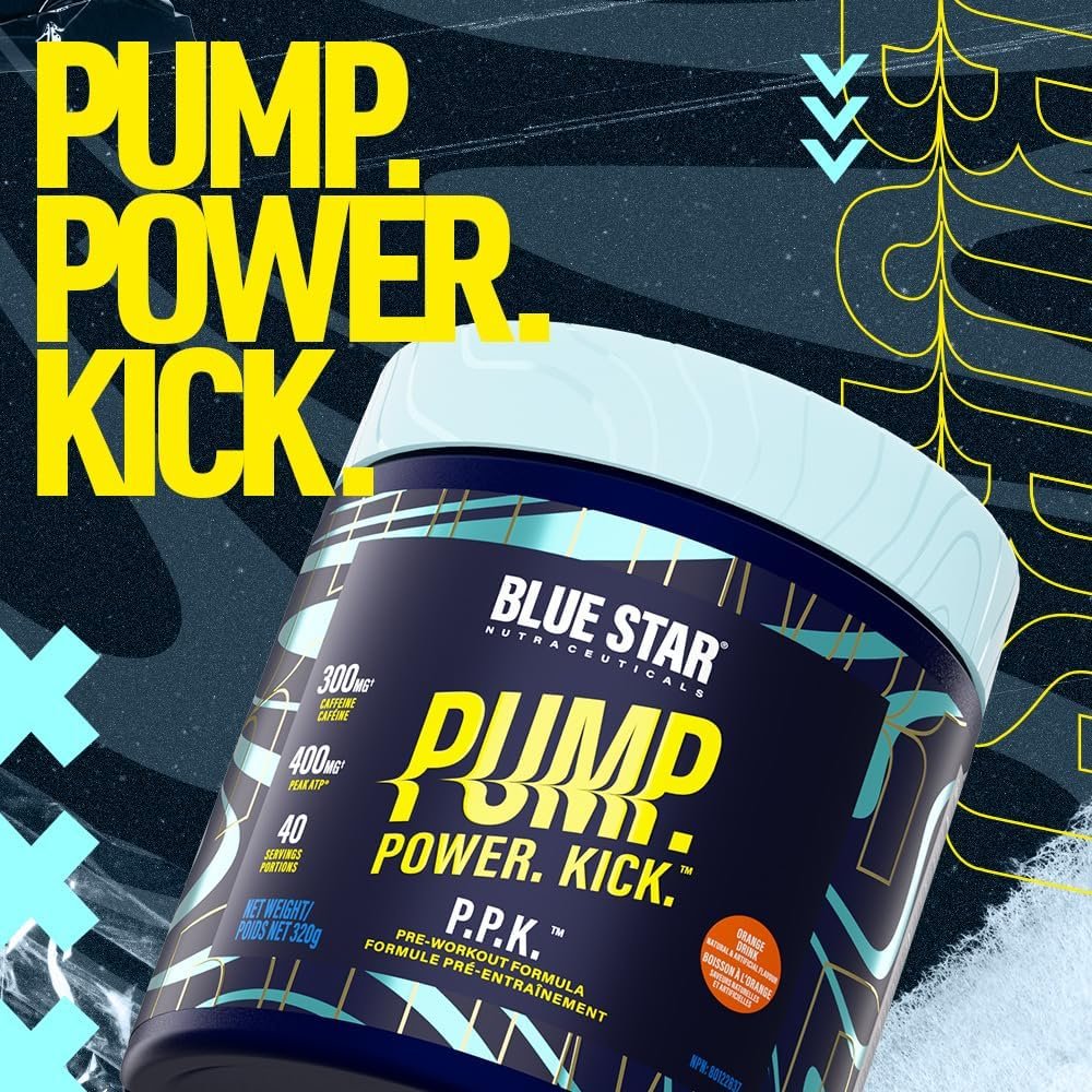 Blue Star Nutraceuticals P.P.K. Pre Workout Supplement - Energy Booster, Nitric Oxide NO2 Booster, Muscle Pumps & Hydration Support - Works After 1 Serving - 40 Servings (Orange Drink)