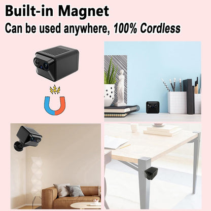 Rettru A2 Magnetic Wi-Fi Wireless Cameras for Home Security,No Wi-Fi Video Recorder with 64GB SD Card,150 Days Battery Life,Night Vision,Motion Detection,Cloud Storage for Car,Baby,Pet & More