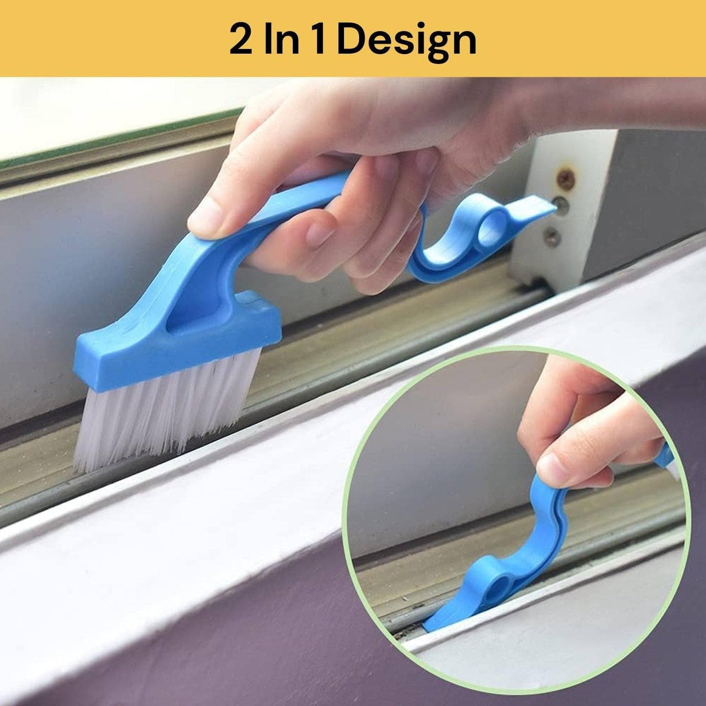 EZONEDEAL 2 Pack Protable Hand-held Groove Gap Cleaning Brush Door Window Track Kitchen Crevice Cleaning Brush Tool Hand-held Kitchen Air Conditioning Outlet Air (2 X Pink)