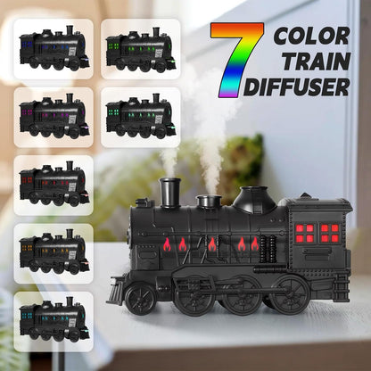 Train humidifier, 300ml Train Diffuser for Bedroom, Remote Control Aromatherapy Diffuser, Ultrasonic Cool Mist Humidifier with 2 Lighting & 2 Mist Modes Auto Shut-Off for Office Bedroom (Multicolored)