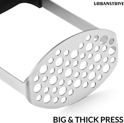 Urbanstrive Upgraded Smooth Mash Potato Masher Stainless Steel, Durable Mashed Potatoes Masher Kitchen Tool, Easy-to-Clean, Soft Non-slip Handle, Kitchen Utensils, Kitchen Gadgets, Black