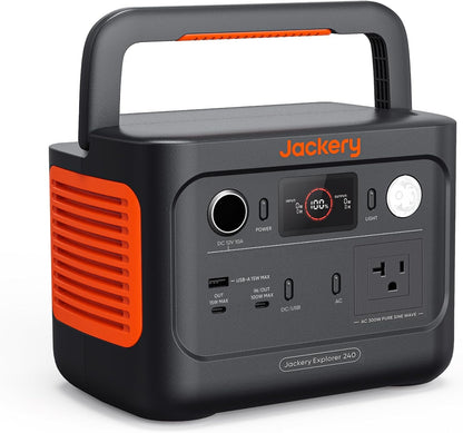 Jackery Explorer 240 V2 Portable Power Station, 256Wh LiFePO4 Battery with 300W AC/100W USB-C Output, 1Hr Fast Charging, Versatile Scenarios -Outdoor Camping, RV Travel