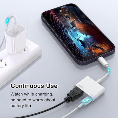 HDMI Adapter for iPhone, A-pple to HDMI Adapter, 1080P HD Apple to Digital AV A-dapter, iPad to HDM-I A-dapter for TV, Charging and Reading Simultaneously