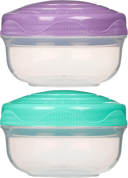 Sistema To Go PortionPod Food Storage Containers, 210 mL, Assorted Colours, 2 Pack