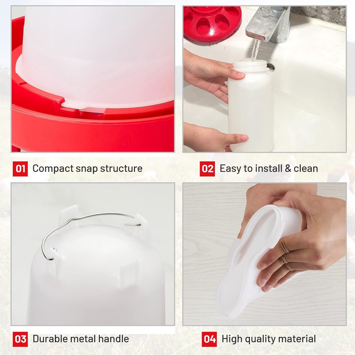 Sykria Chick Feeder and Waterer Kit, Automatic 1.5L Chick Waterer and 1L Chick Feeder for Poultry Farm Chick