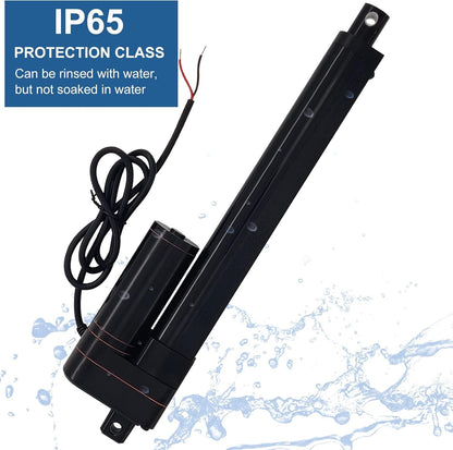 JQDML 10 Inch 10" Stroke Linear Actuator 12V Heavy Duty 3000N/660lbs IP65 Waterproof Electric Actuator 0.2"/s with Mounting Brackets for Window Opener,Door Opener,Home Automation