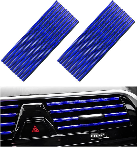 JUSTTOP 20 PCS Car Air Conditioner Decoration Strip, Bendable PVC Trim Strip Line, Shiny Blue, Universal Fit